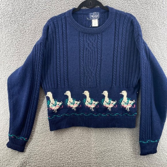 Woolrich Sweaters - Woolrich Womens Vintage Goose Duck Sweater Size Small Blue Wool Knit Pullover